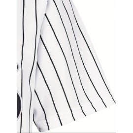 Men's #45 New York Embroidered Baseball Jersey - Classic Striped Design, Breathable Polyester, V-Neck, Short Sleeve Shirt for Training & Competition, Team Apparel | Classic Baseball Jersey | Comfortable Fit