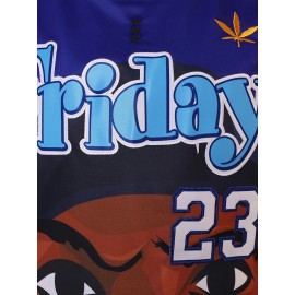 Men's #23 Purple Basketball Jersey - Breathable Polyester V-Neck with Embroidered Friday & Number 3 Design, Loose Fit for Team Sports, Training, Casual Wear (Sizes S-3XL), Sports Training Gear | Sporty Look | Durable Sports Fabric