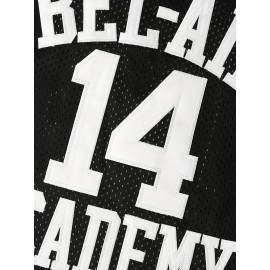 Men's #14 Black Basketball Jersey - Breathable Polyester Sports Shirt with Details, Loose Fit for Spring, Summer, and Fall, Sizes S-XXXL