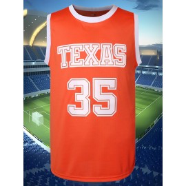 Men'S Basketball Shirt # 35 Orange Round Neck Basketball Sweatshirt