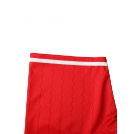 Men'S Baseball Shirt With Red Embroidered Polyester, Loose Knit Fabric Suitable For Wearing In Spring, Summer, And Autumn