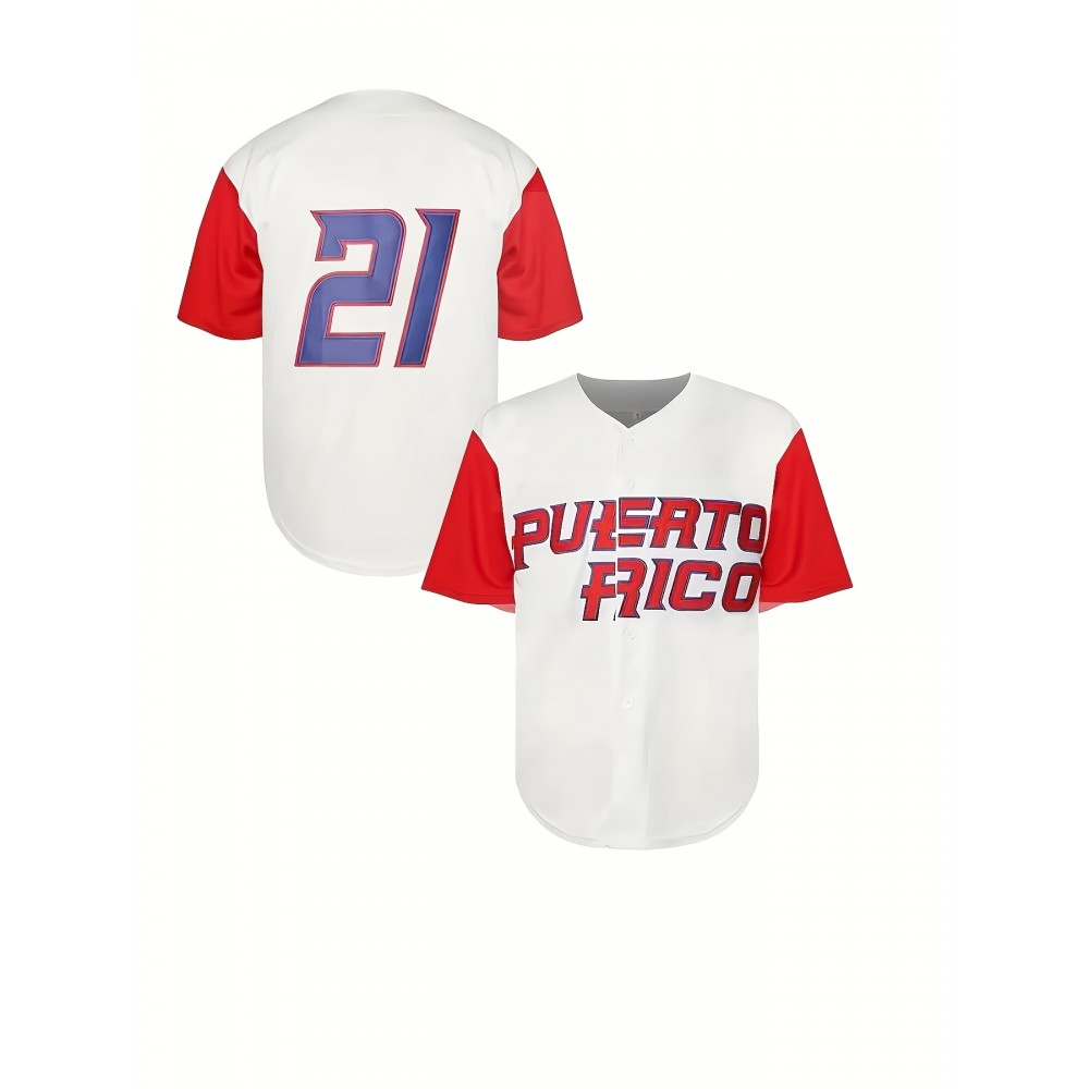Men'S Puerto Rico #21 Vintage Baseball Jersey