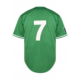 Men's Vintage Mexico Baseball Jersey - Green & White Retro Design, Moisture-Wicking Polyester, V-Neck, Short Sleeve, Button-Up Front for Sports, Parties & Casual Wear