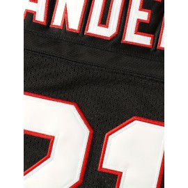 Men's #21 Black American Football Jersey - Breathable Polyester, V-Neck, Sports Uniform for Team Sports & Casual Wear, Sizes S-XXXL