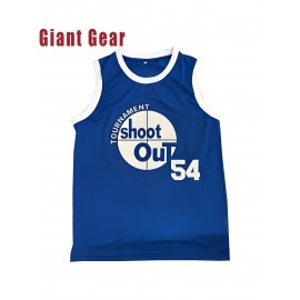 Men's Baseball Shirt 54 Blue Embroidered Polyester Baseball Shirt Loose Knit Fabric Suitable for Wearing In Spring, Summer, And Autumn