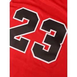 Men'S # 23 Red Basketball Shirt Breathable Polyester Fiber Sports Shirt Detail Design Loose Fit Suitable For Spring, Summer, And Autumn Sizes S-3XL