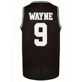 Wayne #9 Hillman College Black Basketball Jersey - Sleeveless Sports Shirt for Men, Moisture-Wicking & Breathable Polyester, Perfect for Casual, Party, and Athletic Wear, Athletic Apparel | Sleeveless Top | Detailing