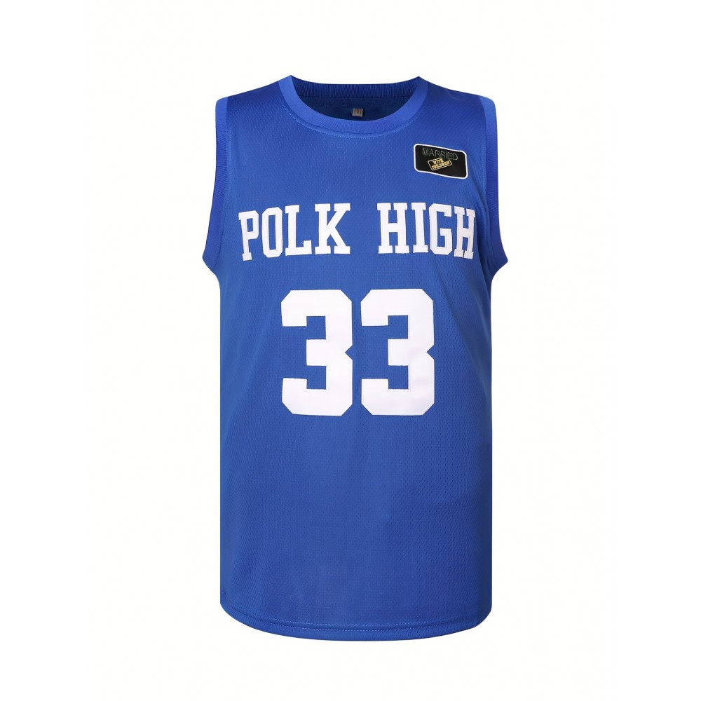 Men's Polk High #33 Basketball Jersey - Sleeveless, Breathable Polyester, 