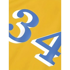 Men'S Baseball Sweatshirt # 34 Yellow Retro Classic Breathable Sweatshirt Embroidered Sewing Sports Wear For Training And Competition