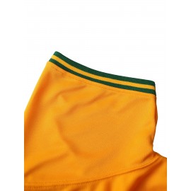 Men'S Yellow Embroidered Polyester Baseball Shirt # 33 Loose Knitted Fabric Breathable V-neck Sports Top Suitable For Spring, Summer, And Autumn Sizes S-3XL