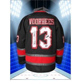 Men's #13 Black Embroidered Ice Hockey Sweater - Breathable Polyester, V-Neck Captain's Jersey with Classic Red & White Stripes, Ideal for Training, Competitions & Casual Wear in Spring, Summer, Fall, Hockey Jersey