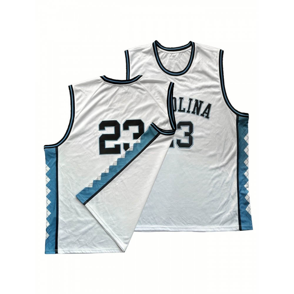 Youngsters' Breathable Basketball Jersey Vest - White & Blue Polyester Sports Vest with 