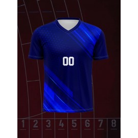 Customized Name And Number Boy's V-neck Football Jersey, Comfy Top for Training & Competition