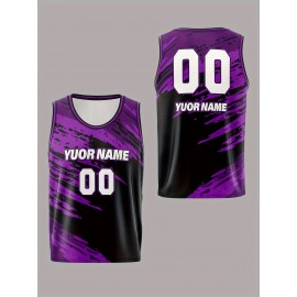 [Customizable] Youngsters' Customizable Basketball Tank Top | Polyester | Breathable, Comfort-Fit, Washable | Training, Games & Outdoor Fun | Black & Red with Splash Design