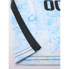 Customizable Youth Soccer Jersey - V-Neck Athletic Top with Name & Number, Light Blue & White Pattern, Breathable Fabric for Soccer, Running, Beach & Casual Wear, Soccer Accessories, Soccer Player Gear, Sporty Youth Design, Comfortable Fit