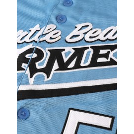 Youth Baseball Jersey # 55 Blue Sports Shirt Suitable For Teenagers To Wear In Spring, Summer, And Autumn