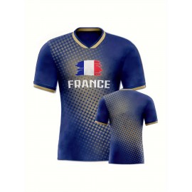 Professional Sports Fabric Women's Creative Pattern Print Country Home Soccer Jersey T-shirt, As Gifts For Sports Fans