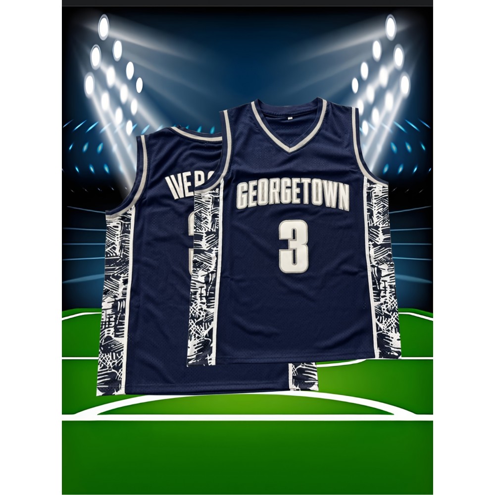 Men'S # 3 Deep Blue Basketball Sweatshirt Suitable For Training, Competition, Team Sports S-XXXL