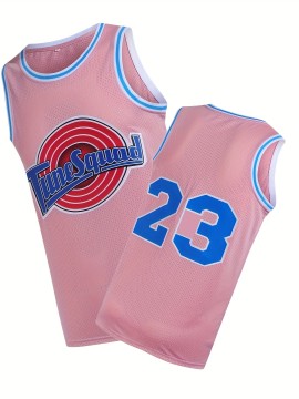 Dreamy Pink Basketball Jersey] Breathable Sleeveless Jersey - Men'S Basketball Sweatshirt - Embroidered Lettering, Loose Fit, Sports Uniform