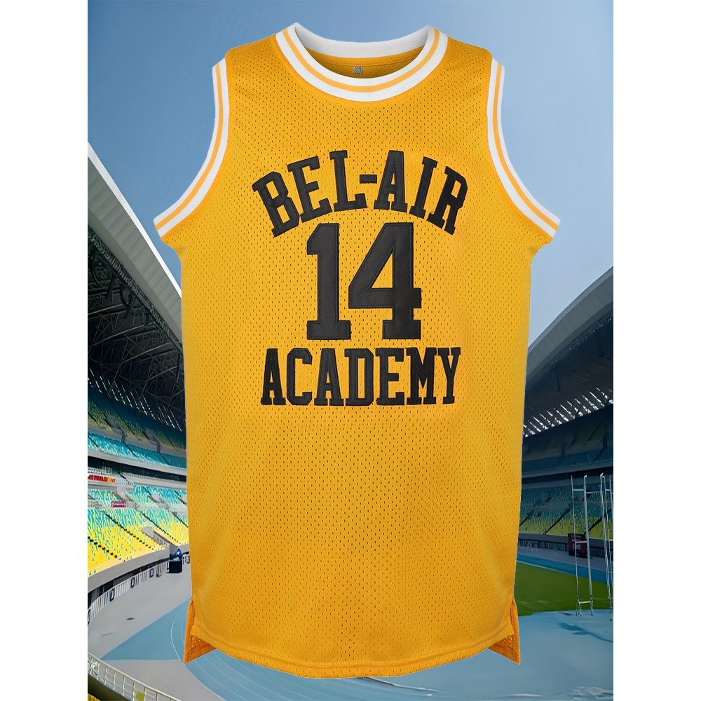 Men'S Basketball Shirt # 14 Yellow Sportswear For Spring, Summer, And Autumn, Size S-XXXL